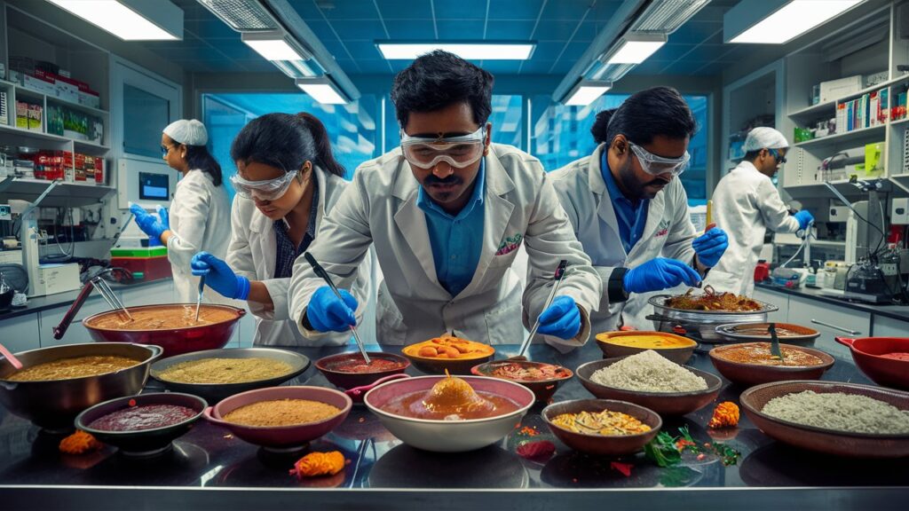 Lab experts of the Best Lab for Food Testing In Kota running tests on the food.