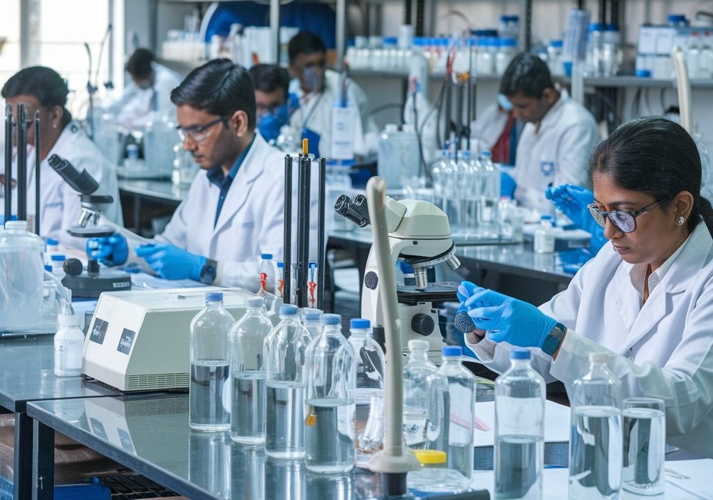 Researchers running tests in the Water Testing Lab in Visakhapatnam: Pro Research & Testing Lab